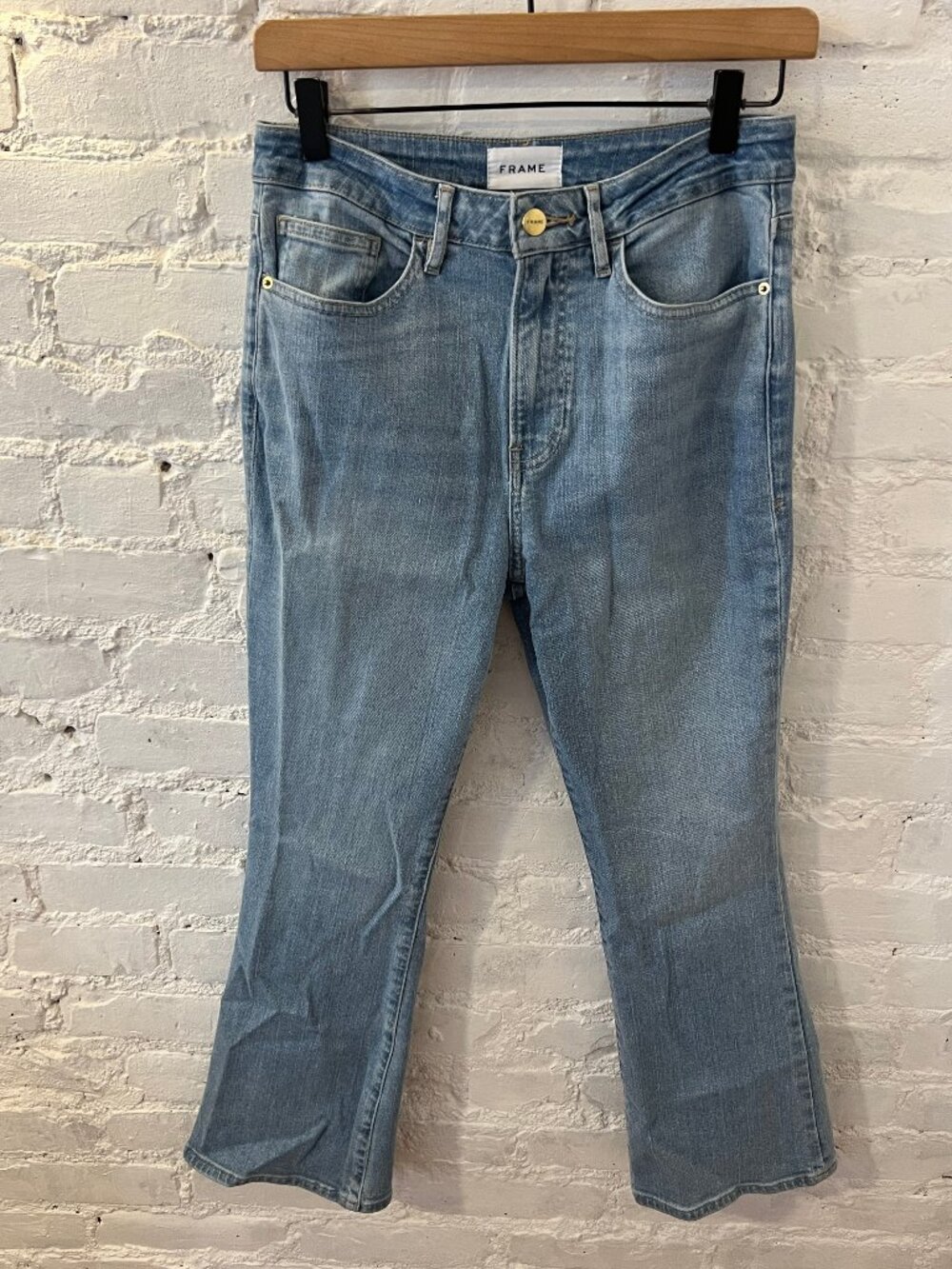 FRAME Women's Light-Wash Cropped Bootcut Jeans Denim Stretch Blue Size 27
